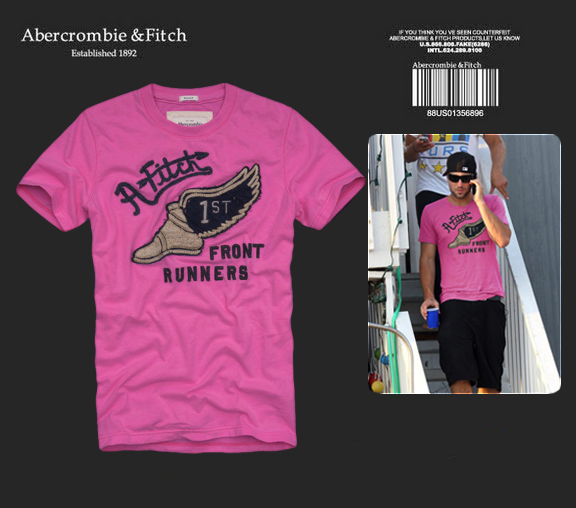 Abercrombie Fitch Hombres De Cuello Redondo Con Gente Fotos Corto Remera AF5644